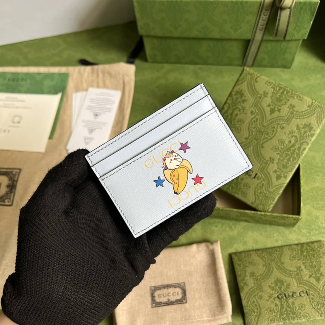 Best Replica Gucci Star Bananya Print Card Case White 701064 Replica Wallet - Colareps