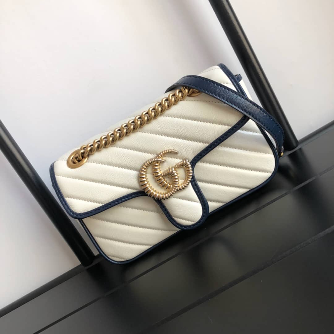 Best Replica Gucci GG Marmont Mini Matelasse Shoulder Bag Replica White 446744 - Colareps