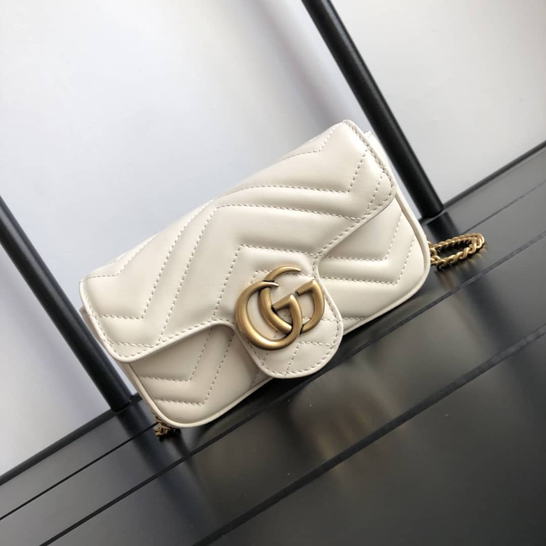 Best Replica Gucci GG Marmont Matelasse Leather Mini Shoulder Bag Replica White 476433 - Colareps