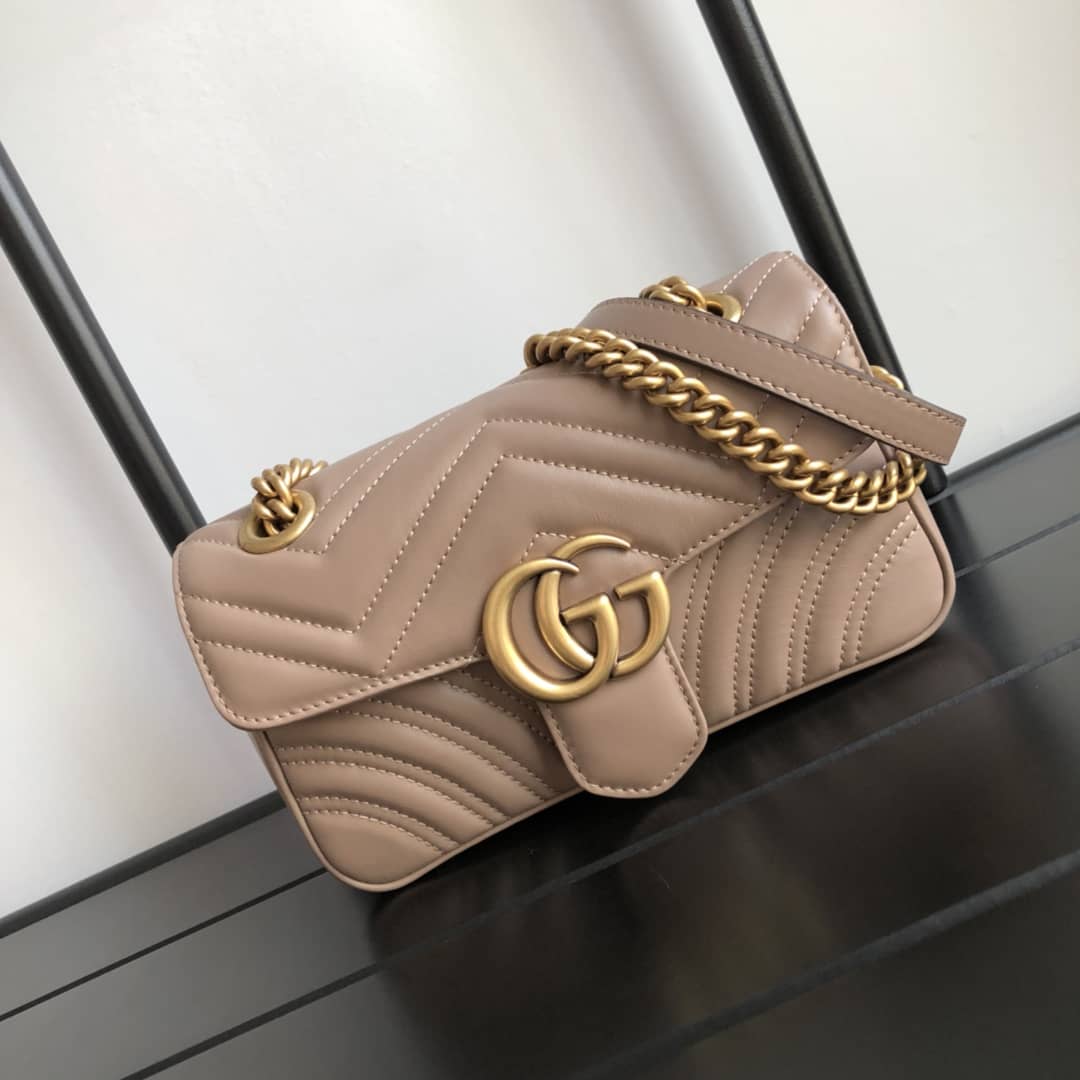 Best Replica Gucci GG Marmont Mini Matelasse Shoulder Bag Replica Khaki 446744 - Colareps