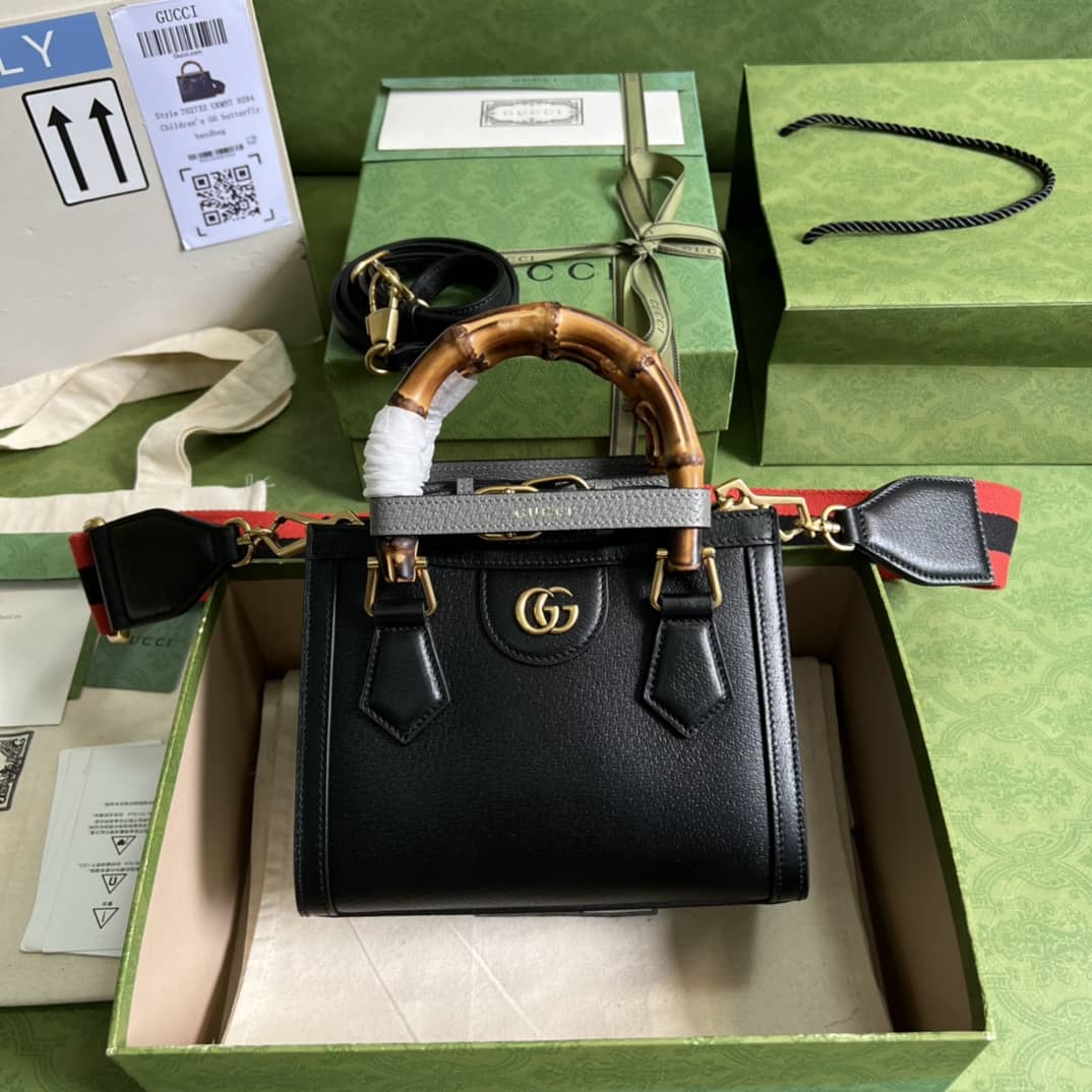 Best Replica Gucci Diana Mini Tote Black 702732 Replica Bag - Colareps
