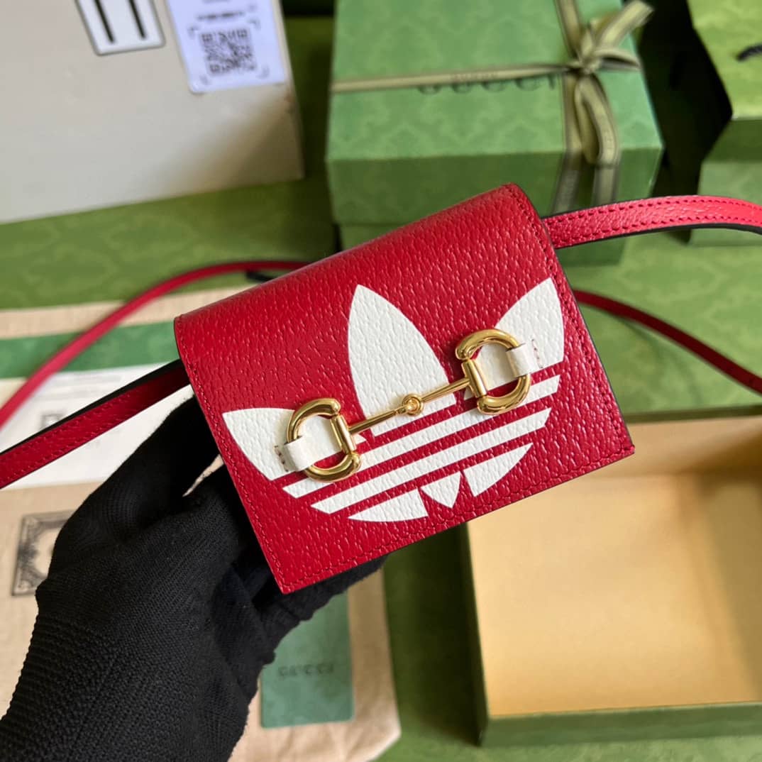 Best Replica Adidas x Gucci Card Case With Horsebit 702248 Replica Crossbody Bag - Colareps