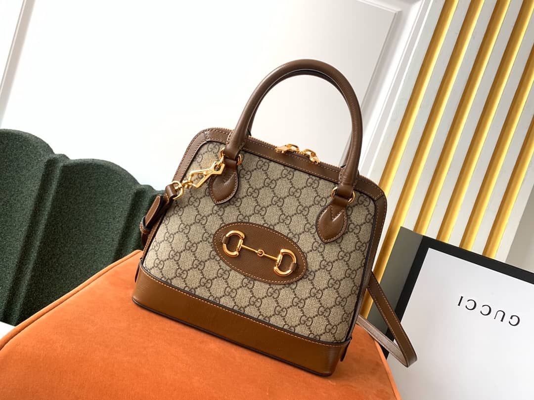Best Replica Gucci Horsebit 1955 Small GG Supreme Grainy Leather Handle Bag Replica 621220 - Colareps