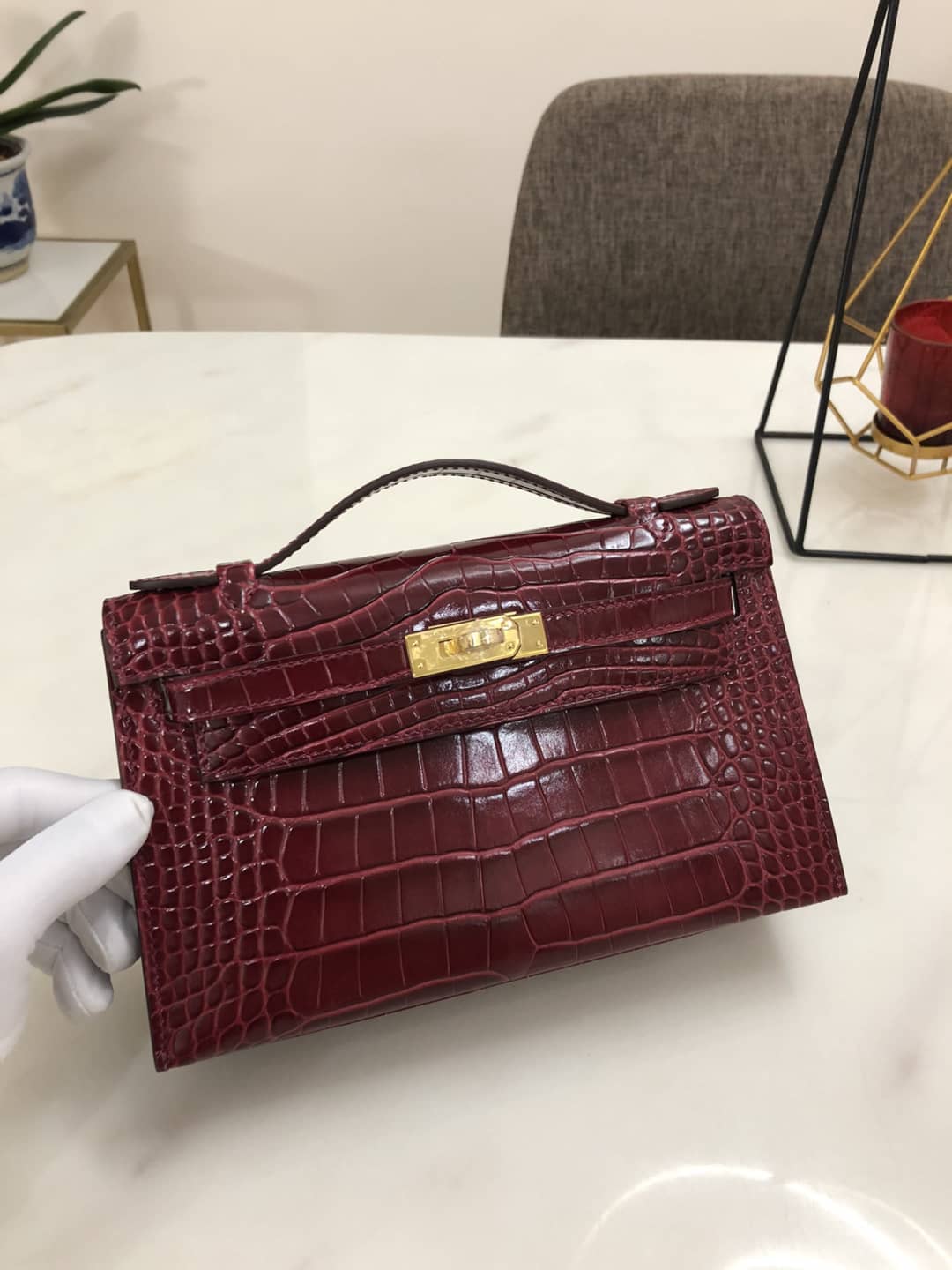 Best Replica Hermes Kelly Dupe 22CM Crocodile Shiny Replica Bag - Colareps