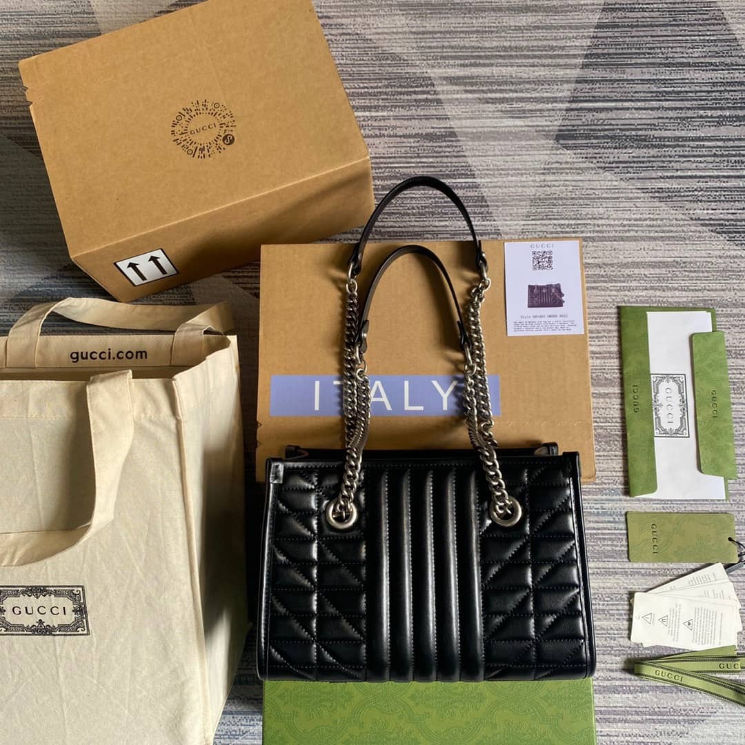 Best Replica Gucci GG Marmont Small Tote Bag Replica Black 681483 - Colareps