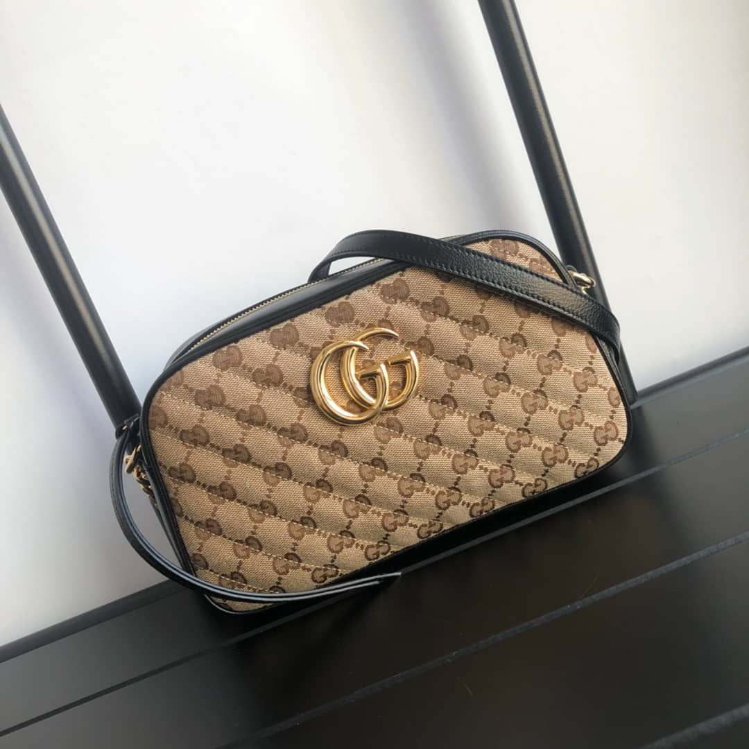 Best Replica Gucci GG Marmont Small Shoulder Handbag Camera Bag Replica Brown 447632 - Colareps