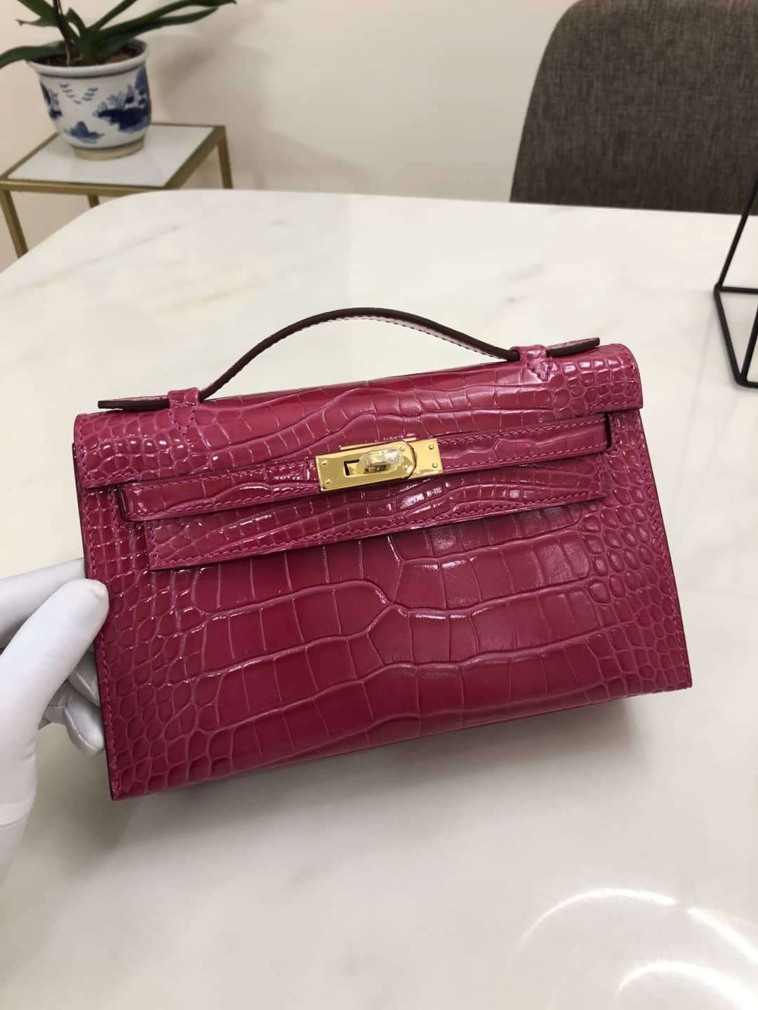 Best Replica Hermes Kelly Dupe 22CM Crocodile Shiny Replica Bag - Colareps