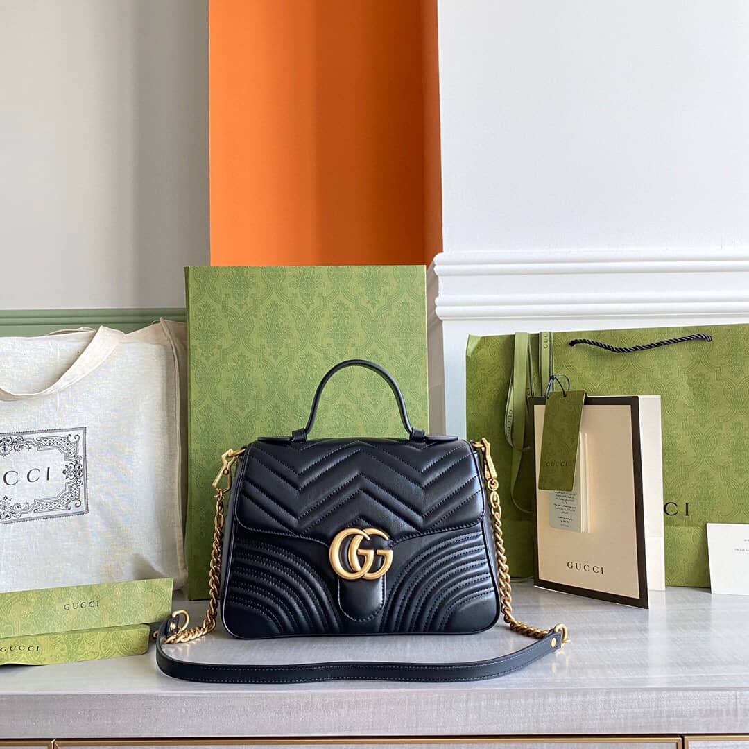 Best Replica Gucci Marmont Dupe Mini GG Marmont Replica Bag Black 498100 - Colareps