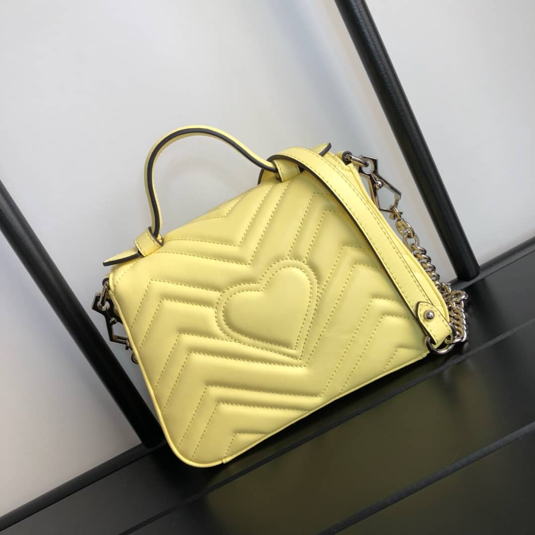 Best Replica Gucci GG Marmont Mini Leather Top Handle Bag Replica Yellow 547260 - Colareps