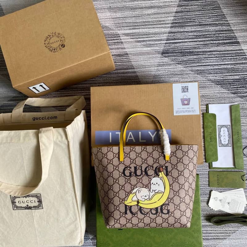 Best Replica Gucci Children GG Supreme Canvas Replica Tote Brown 410812 - Colareps