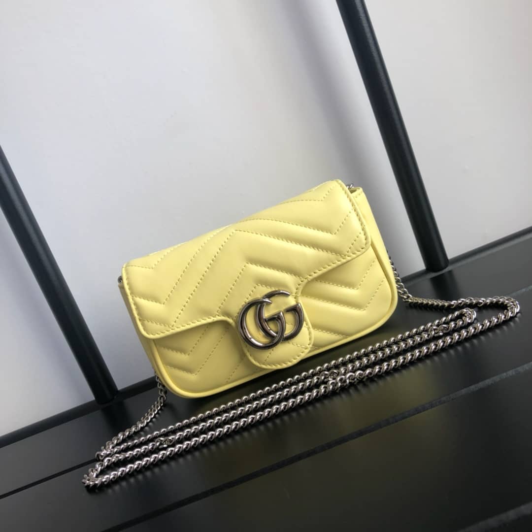 Best Replica Gucci GG Marmont Matelasse Leather Mini Shoulder Bag Replica Yellow 476433 - Colareps