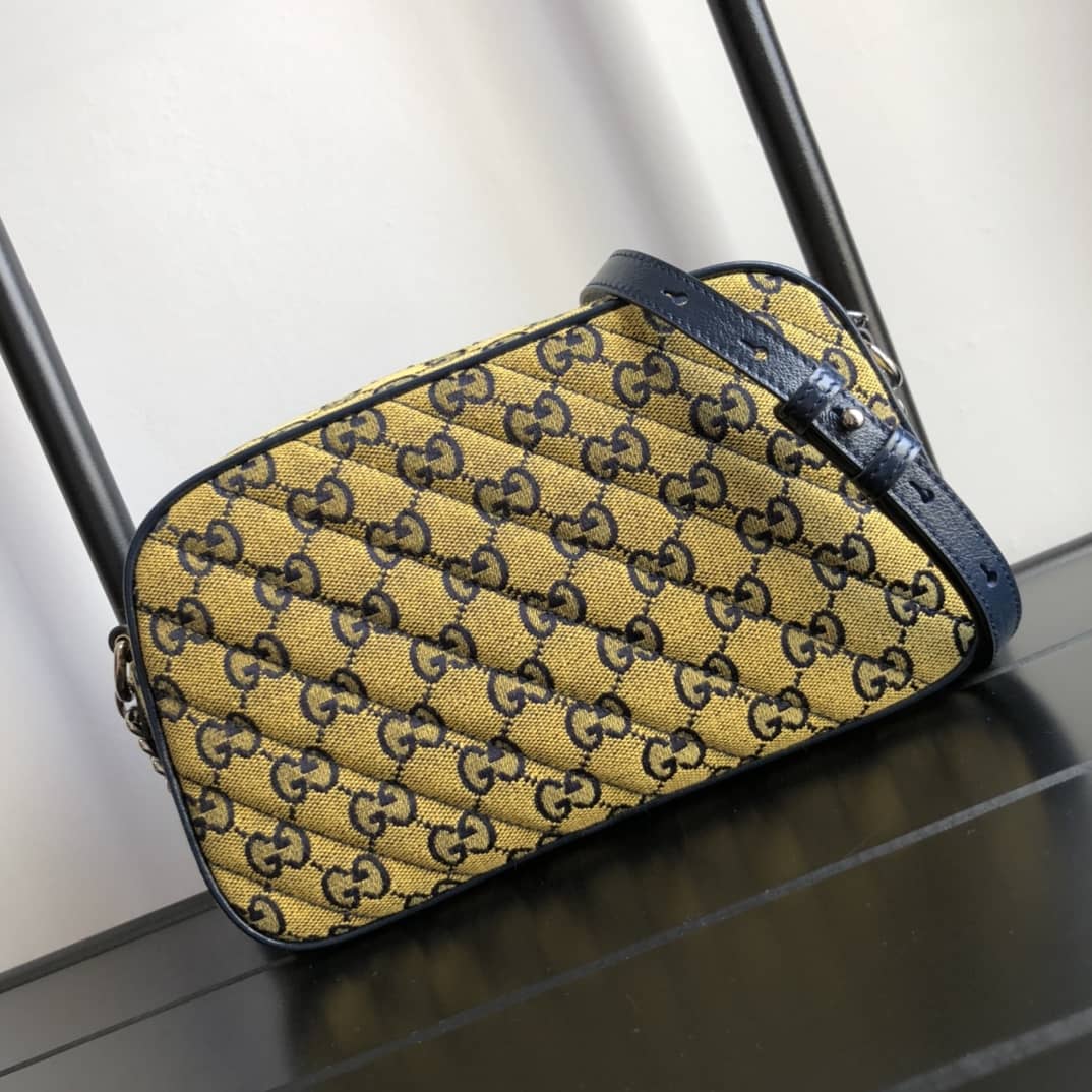 Best Replica Gucci GG Marmont Small Shoulder Handbag Camera Bag Replica Yellow 447632 - Colareps