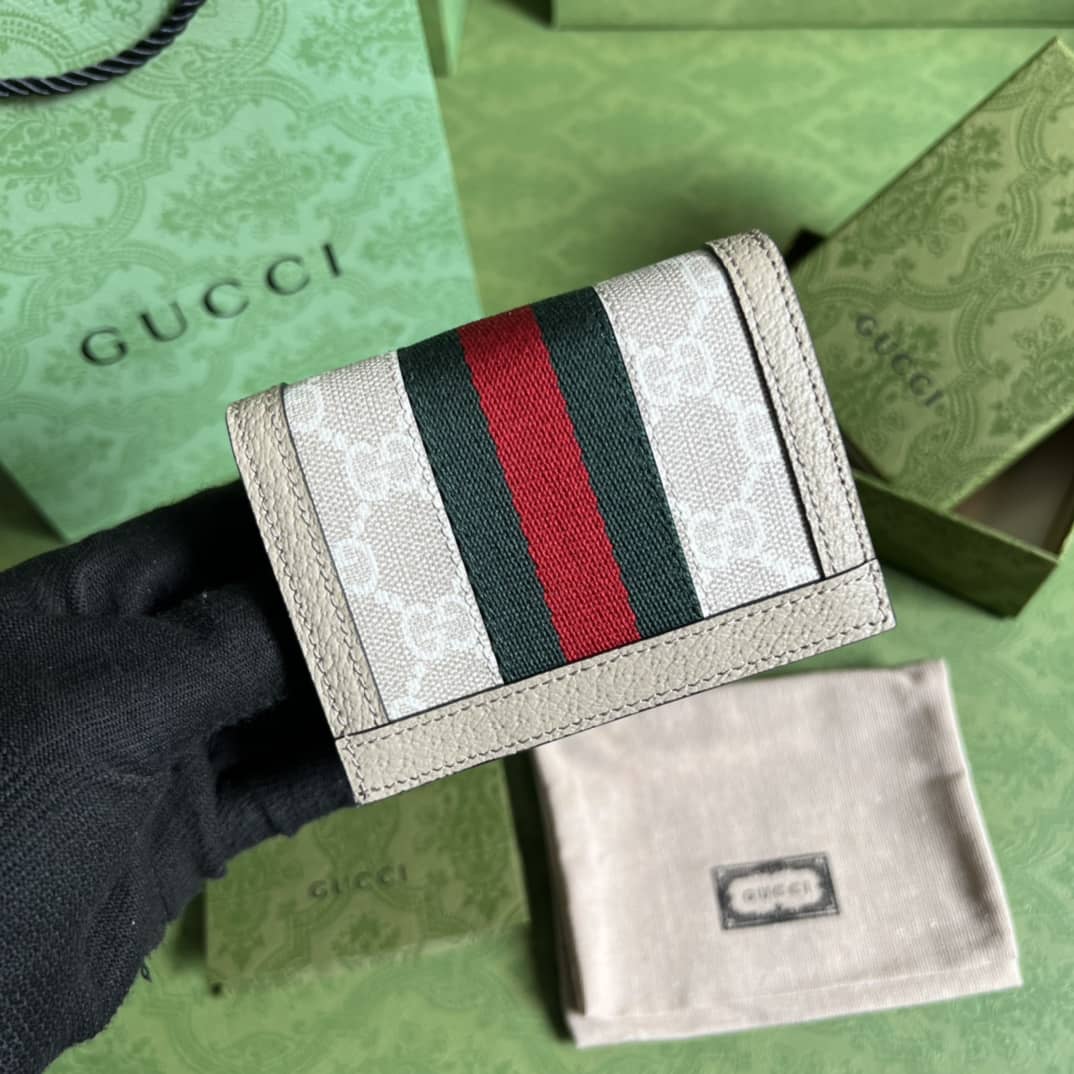 Best Replica Gucci Ophidia GG Flora Card Case Wallet White 523155 Replica - Colareps