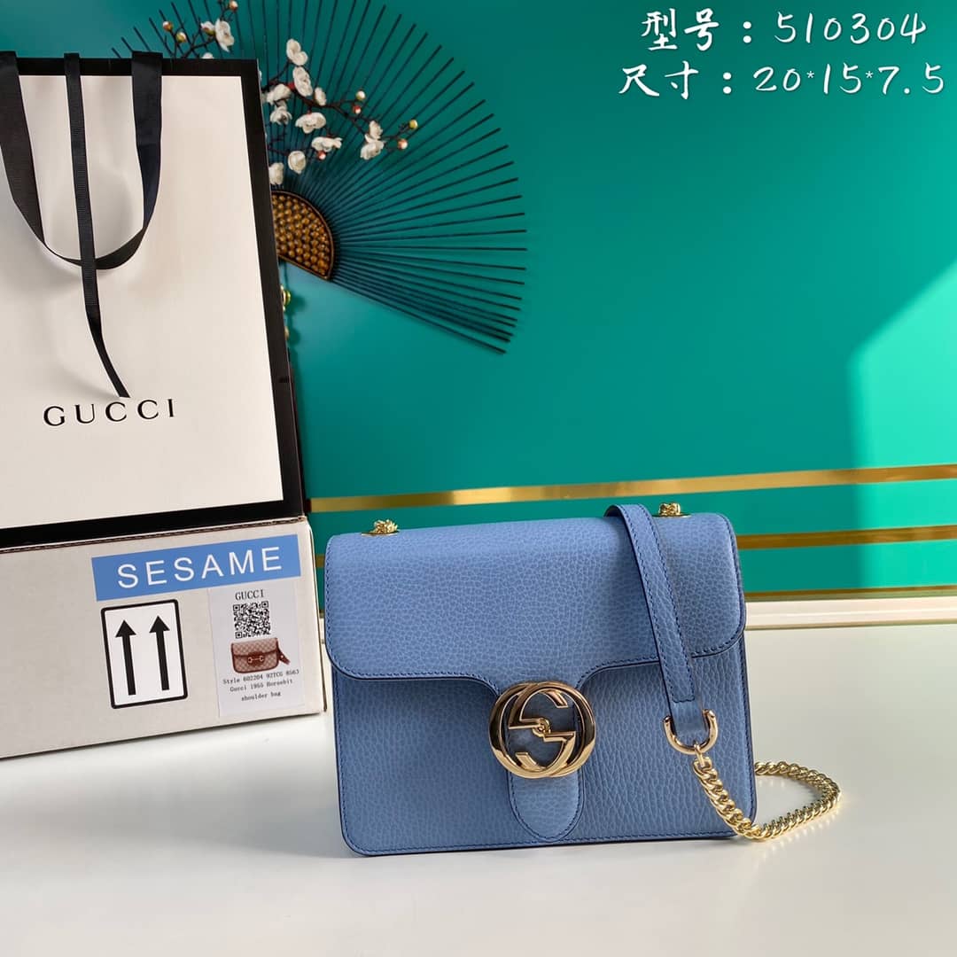 Best Replica Gucci Interlocking Leather Chain Crossbody Bag Replica 510304 - Colareps