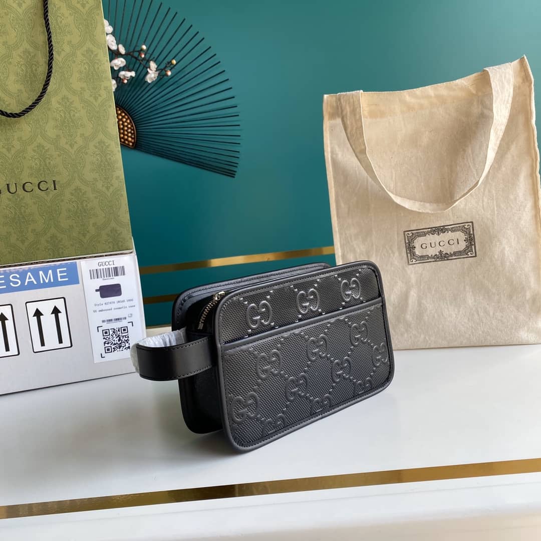 Best Replica Gucci GG Embossed Cosmetic Case Replica 627470 - Colareps