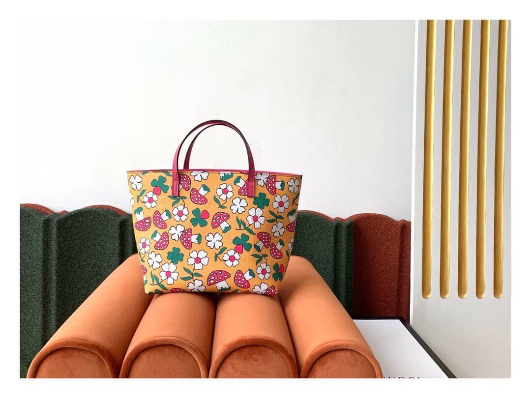 Best Replica Gucci Children GG Tote With Pineapple Bag Replica Orange 580840 - Colareps