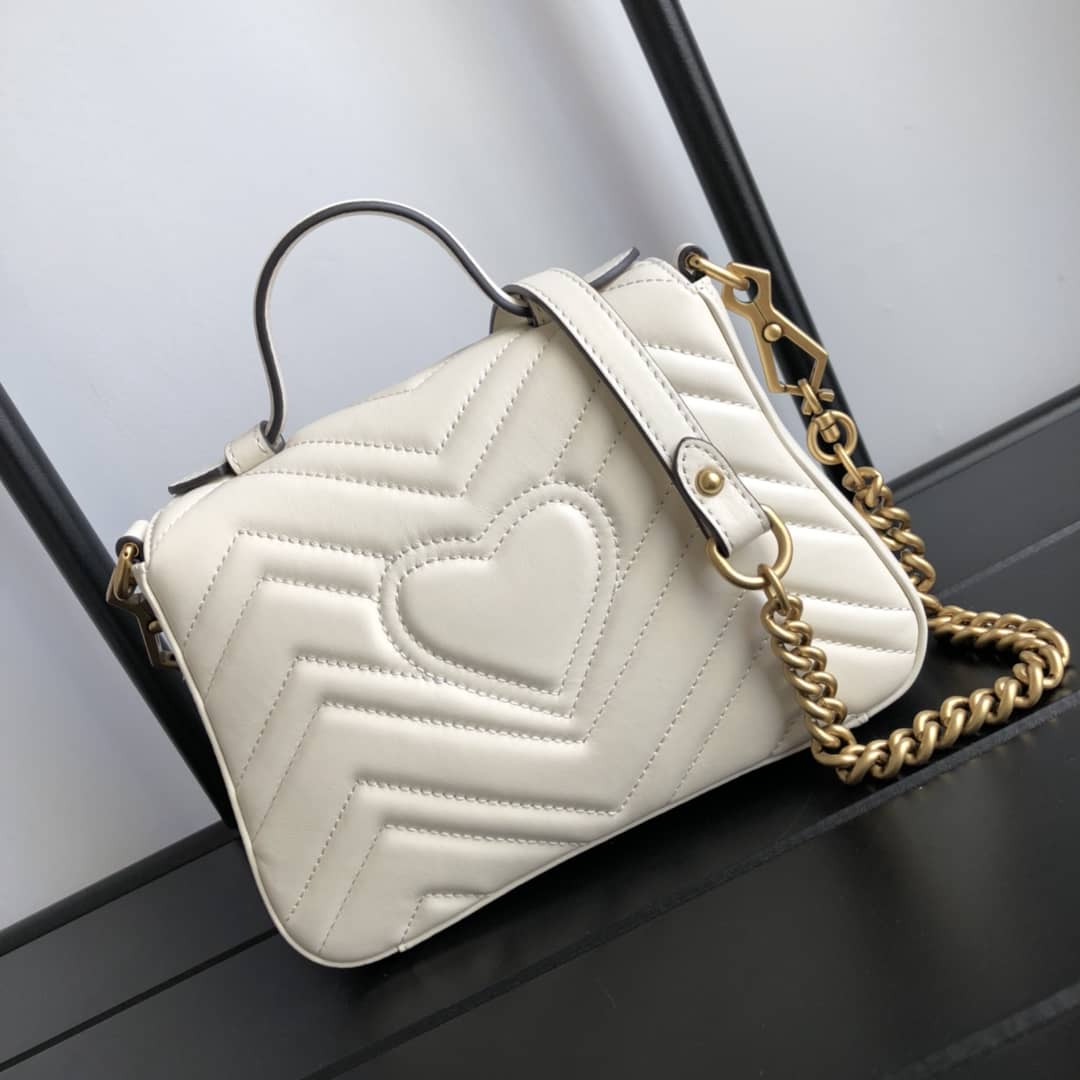 Best Replica Gucci GG Marmont Mini Leather Top Handle Bag Replica White 547260 - Colareps