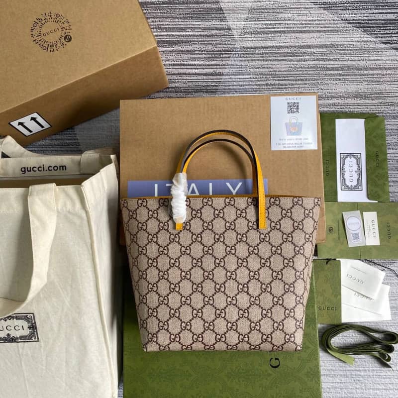 Best Replica Gucci Children GG Supreme Canvas Replica Tote Brown 410812 - Colareps