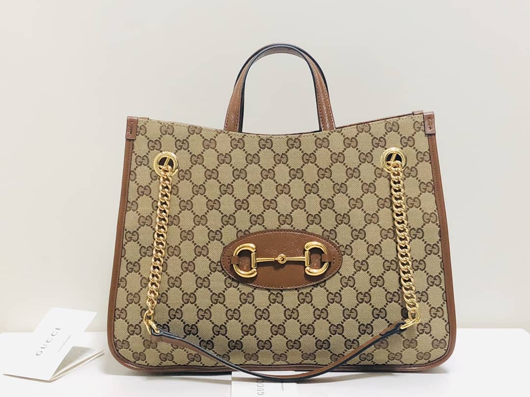 Best Replica Gucci Horsebit 1955 Leather Tote Replica Brown 621144 - Colareps