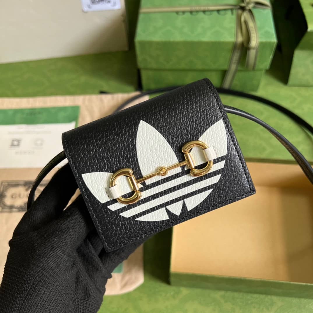 Best Replica Adidas x Gucci Card Case With Horsebit 702248 Replica Crossbody Bag - Colareps
