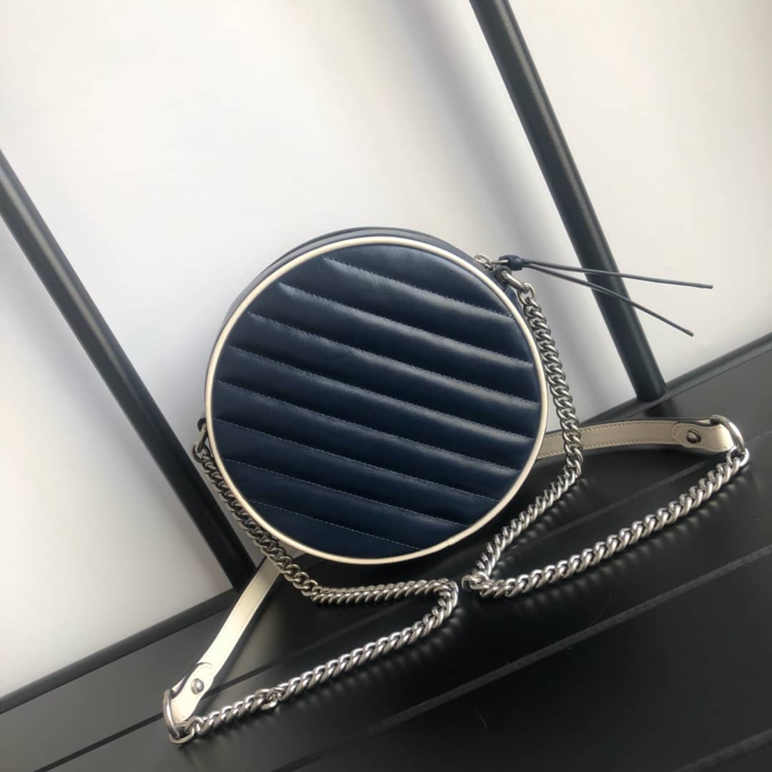 Best Replica Gucci GG Marmont Round Mini Shoulder Bag Replica Blue 550154 - Colareps