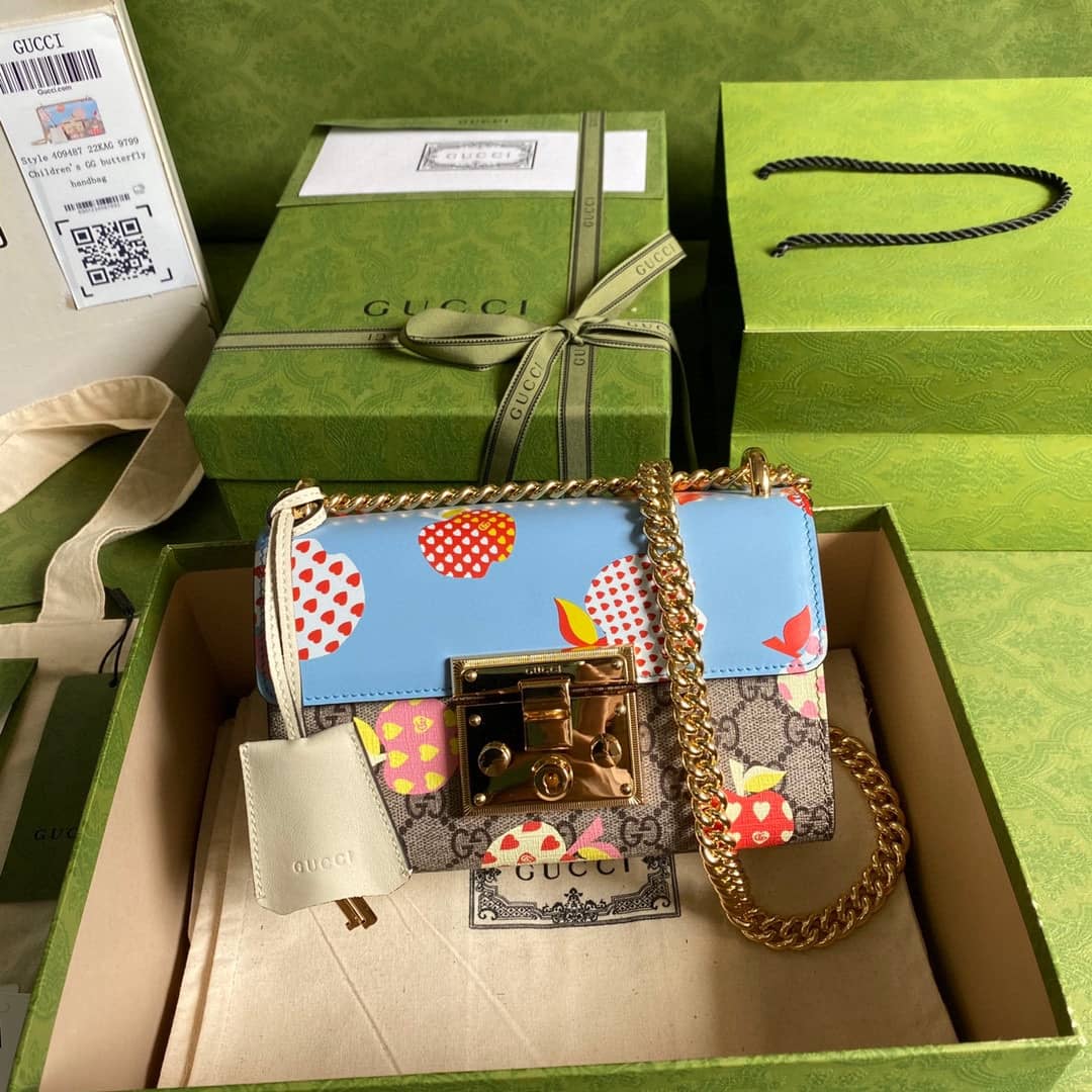 Best Replica Gucci Padlock Small GG Chain Shoulder Bag Replica Blue 409487 - Colareps
