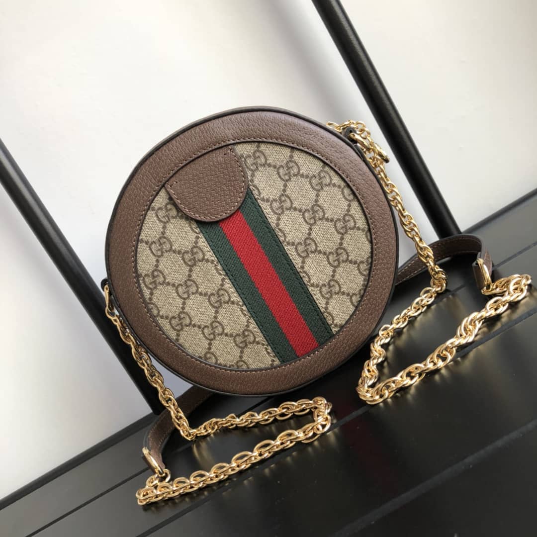 Best Replica Gucci Ophidia Mini Round Shoulder Bag Replica Brown 550618 - Colareps