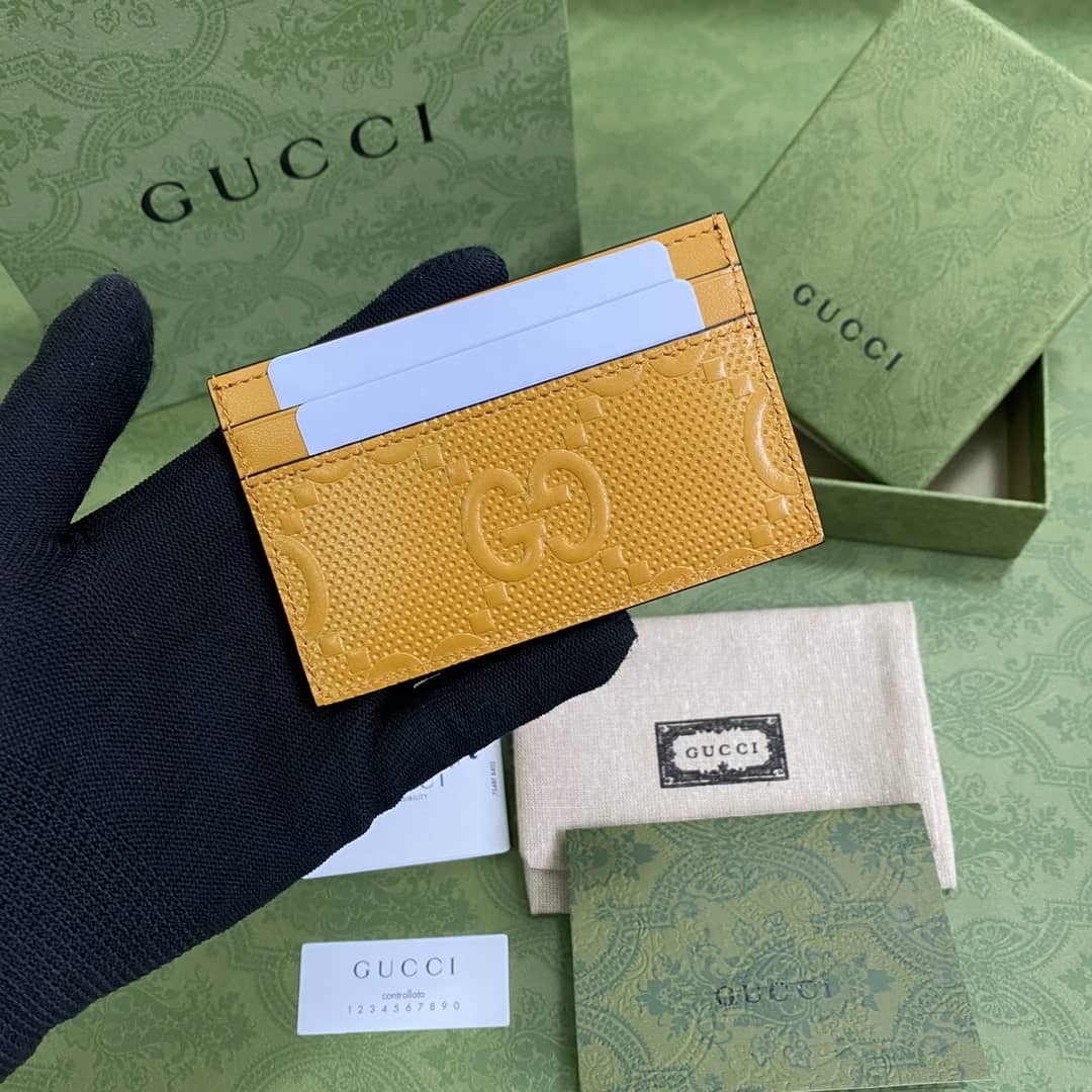 Best Replica Gucci GG Calfskin Leather Card Case Replica 625564 - Colareps