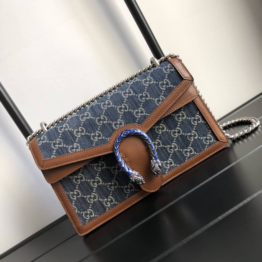 Best Replica Gucci GG Supreme Dionysus Chain Shoulder Bag Replica Blue 400249 - Colareps