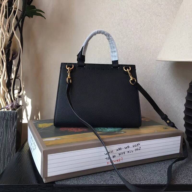 Best Replica Gucci GG Marmont Leather Top Handle Replica Bag Black 421890 - Colareps