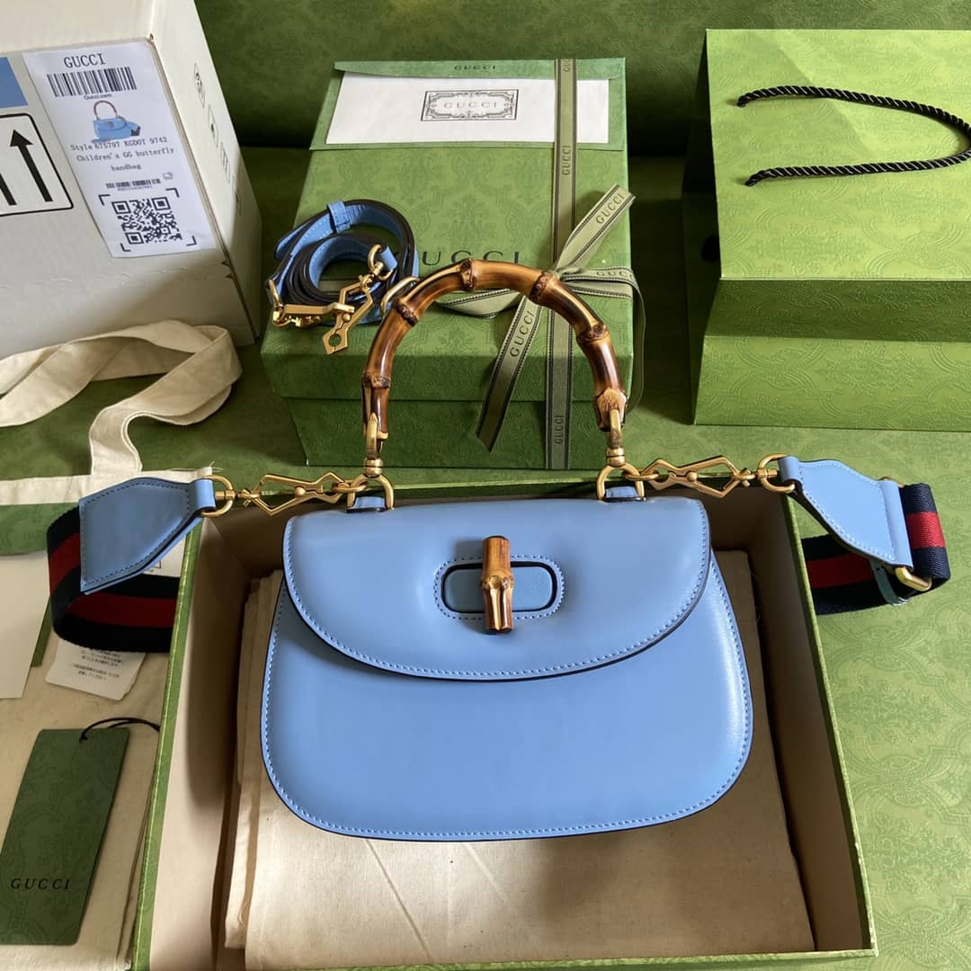 Best Replica Gucci Bamboo 1947 Small Top Handle Bag Blue 675797 Replica - Colareps