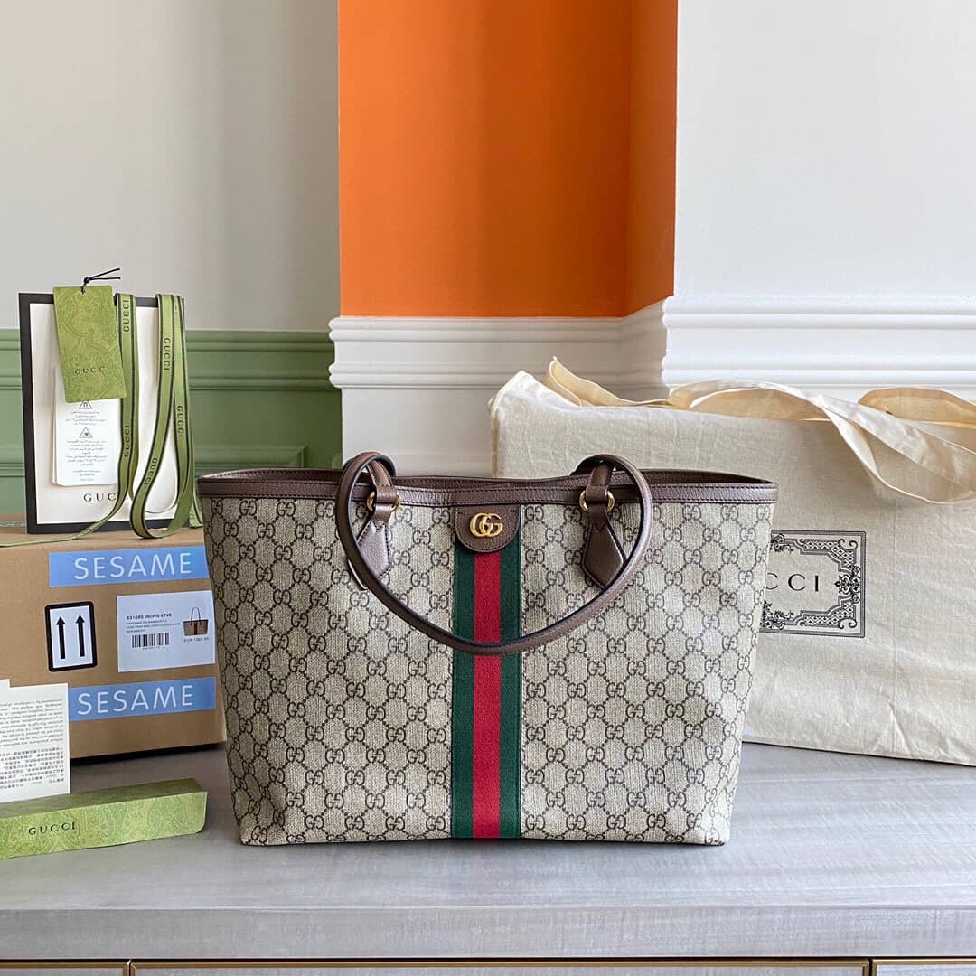 Best Replica Gucci Ophidia Leather Tote Replica Gray 631685 - Colareps