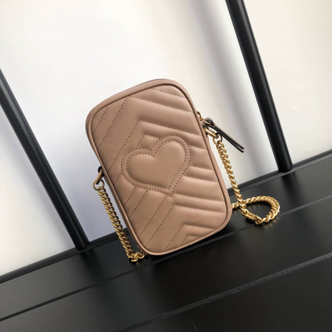 Best Replica Gucci GG Marmont Mini Matelasse Leather Corssbody Bag Replica Apricot 598598 - Colareps