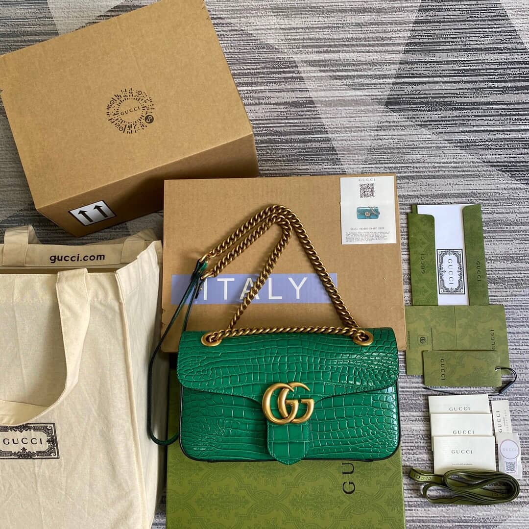 Best Replica Gucci GG Marmont Matelasse Shoulder Bag Replica Green 443497 - Colareps