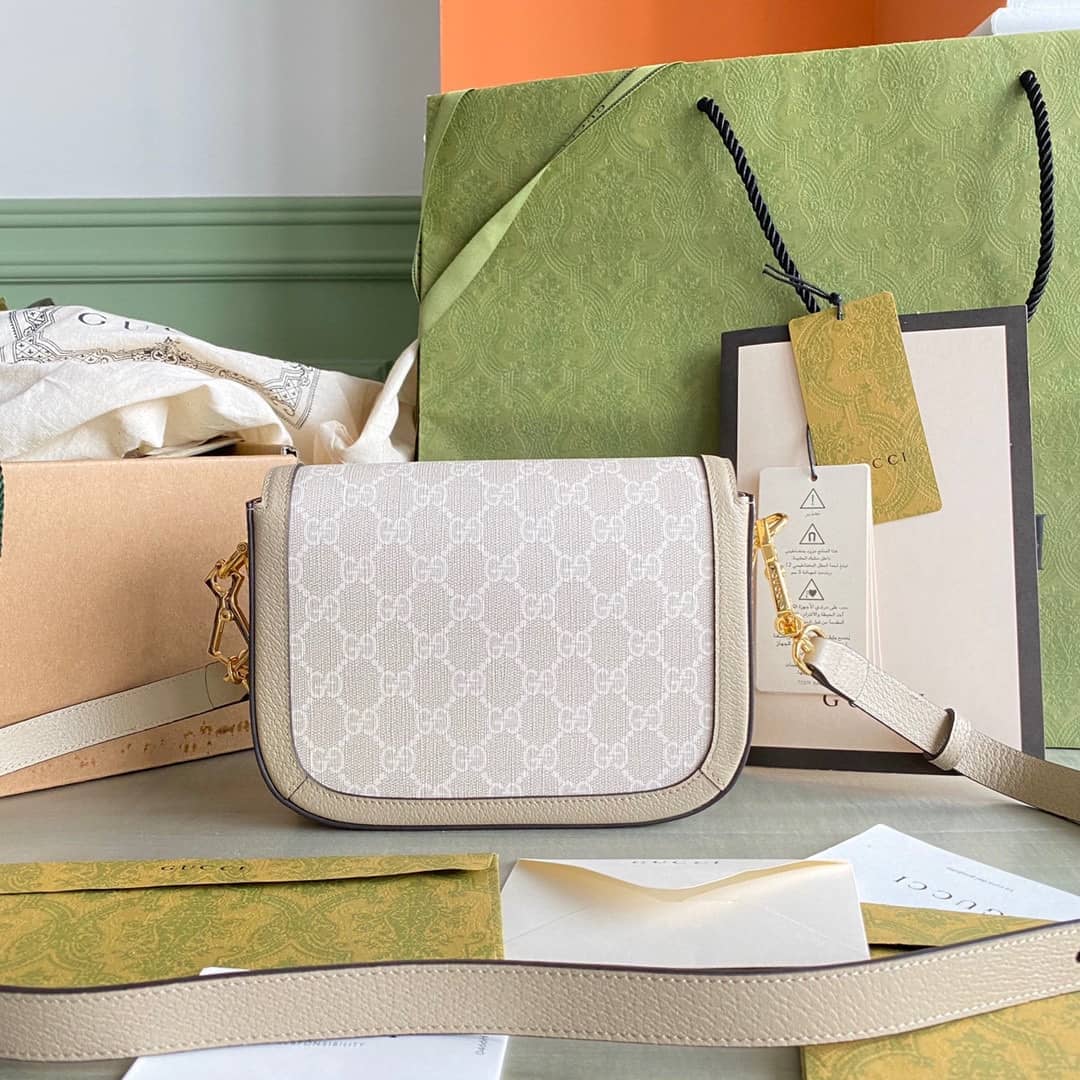Best Replica Gucci Horsebit 1955 Mini Shoulder Bag White 658574 Replica - Colareps