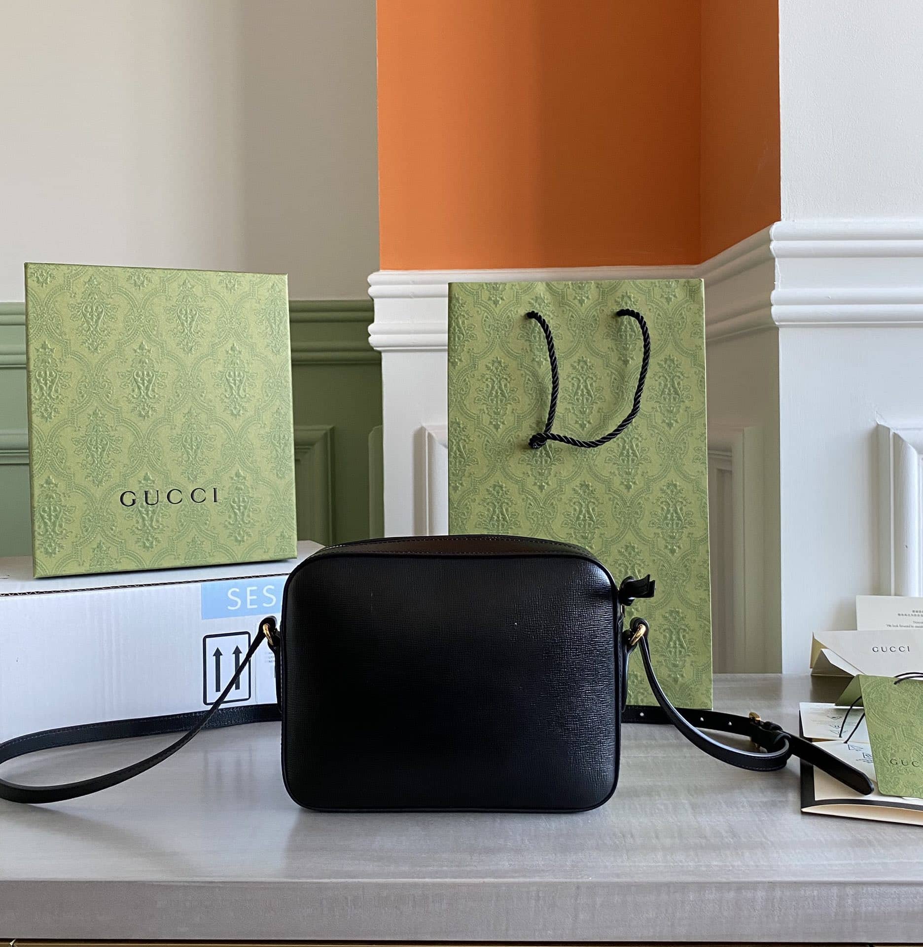 Best Replica Gucci Horsebit 1955 GG Crossbody Bag Replica Black 645454 - Colareps