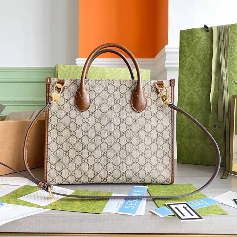 Best Replica Gucci Canvas GG Supreme Small Tote Replica Gray 659983 - Colareps