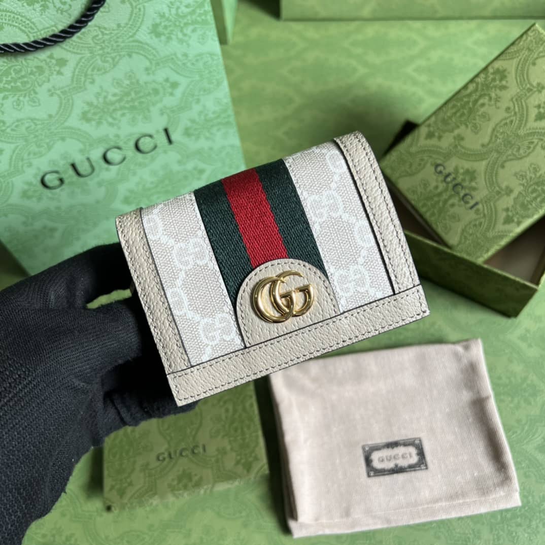 Best Replica Gucci Ophidia GG Flora Card Case Wallet White 523155 Replica - Colareps