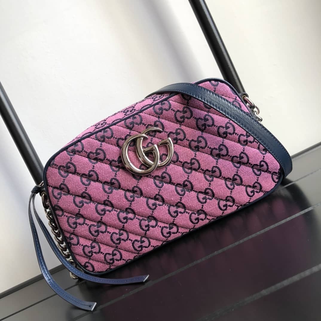 Best Replica Gucci GG Marmont Small Shoulder Handbag Camera Bag Replica Pink 447632 - Colareps