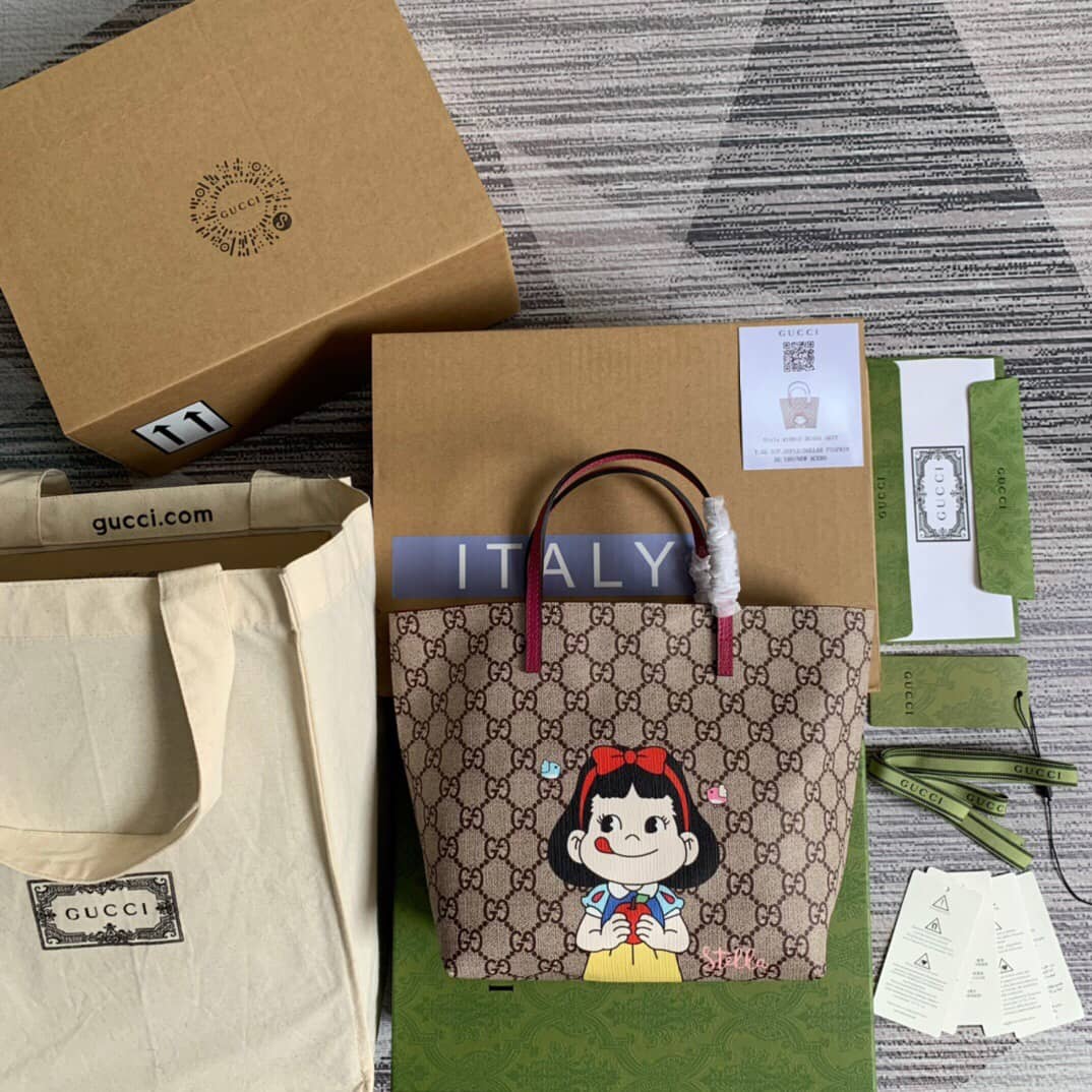 Best Replica Gucci Children GG Supreme Canvas Replica Tote Brown 410812 - Colareps