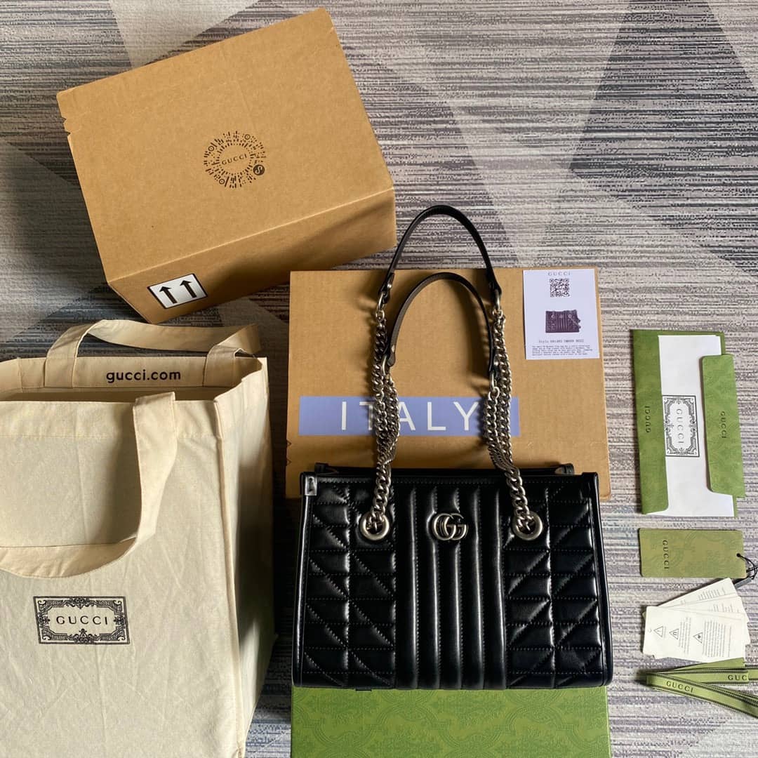 Best Replica Gucci GG Marmont Small Tote Bag Replica Black 681483 - Colareps