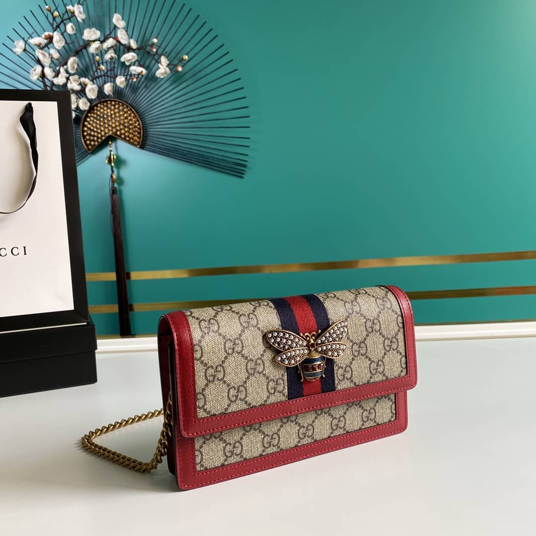Best Replica Gucci Queen Margaret GG Shoulder Bag Mini Chain Wallet Replica 476079 - Colareps