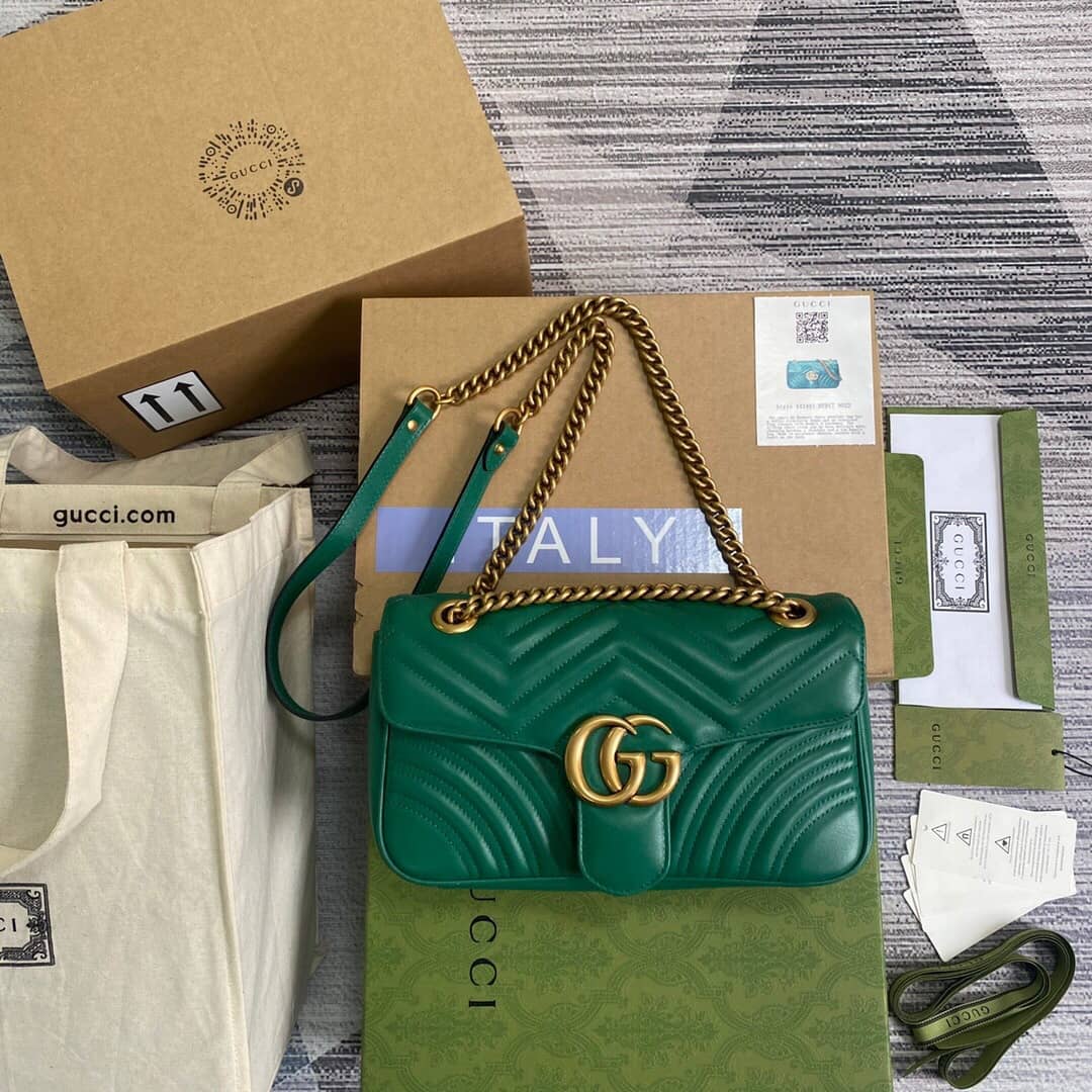 Best Replica Gucci GG Marmont Matelasse Shoulder Bag Replica Green 443497 - Colareps