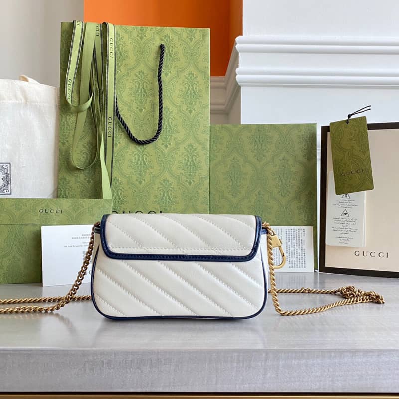 Best Replica Gucci GG Marmont Mini Matelasse Leather Shoulder Bag Replica White 574969 - Colareps