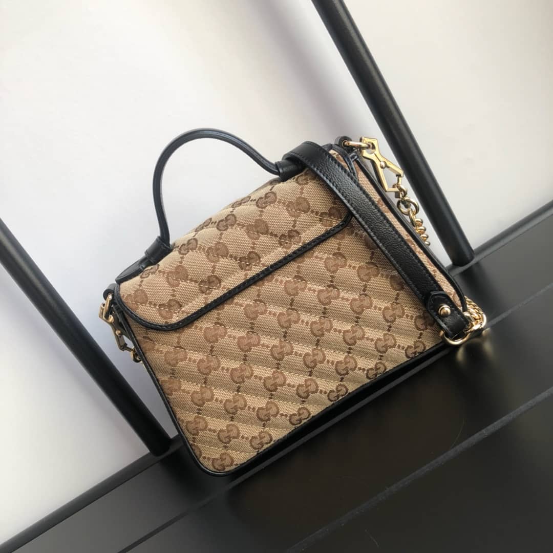 Best Replica Gucci GG Marmont Mini Top Handle Bag Replica Black 583571 - Colareps