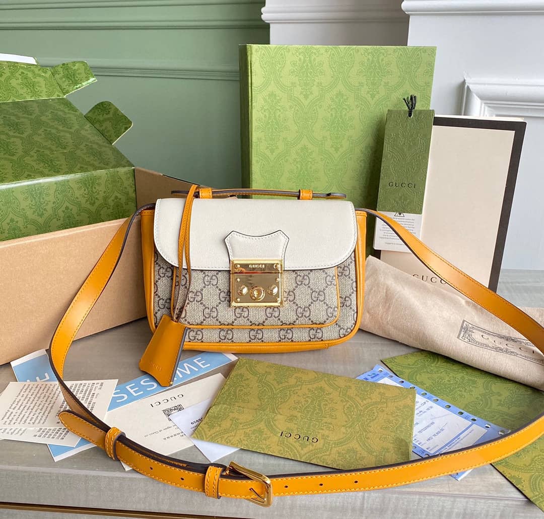 Best Replica Gucci Padlock Mini GG Supreme Shoulder Bag Replica White 658487 - Colareps