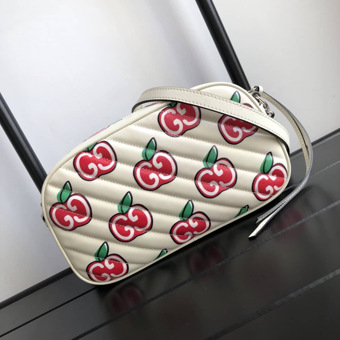 Best Replica Gucci GG Marmont Small Shoulder Handbag Camera Bag Replica White 447632 - Colareps