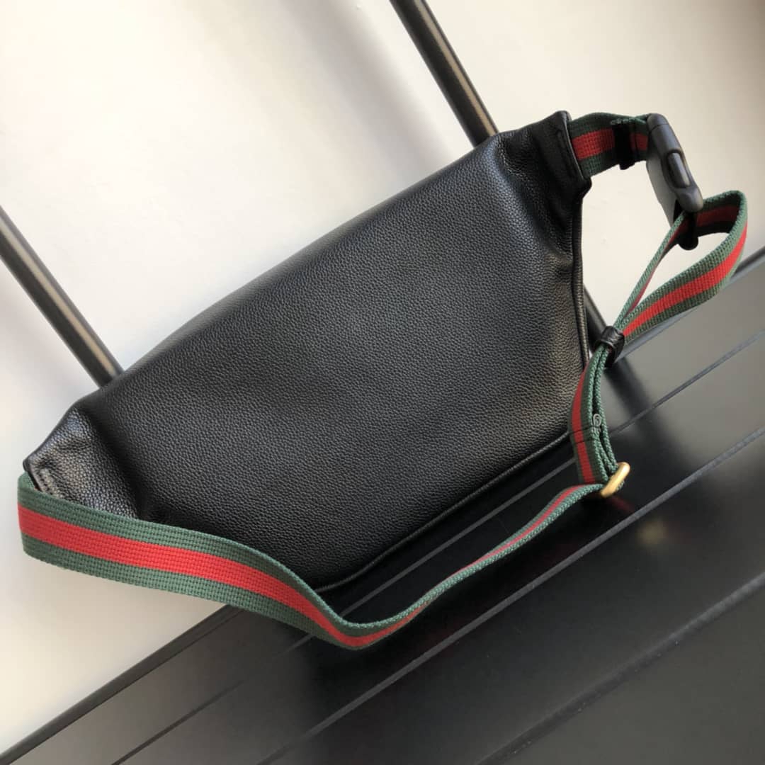 Best Replica Gucci Print Leather Belt Waist Bum Bag Replica Black 493869 - Colareps