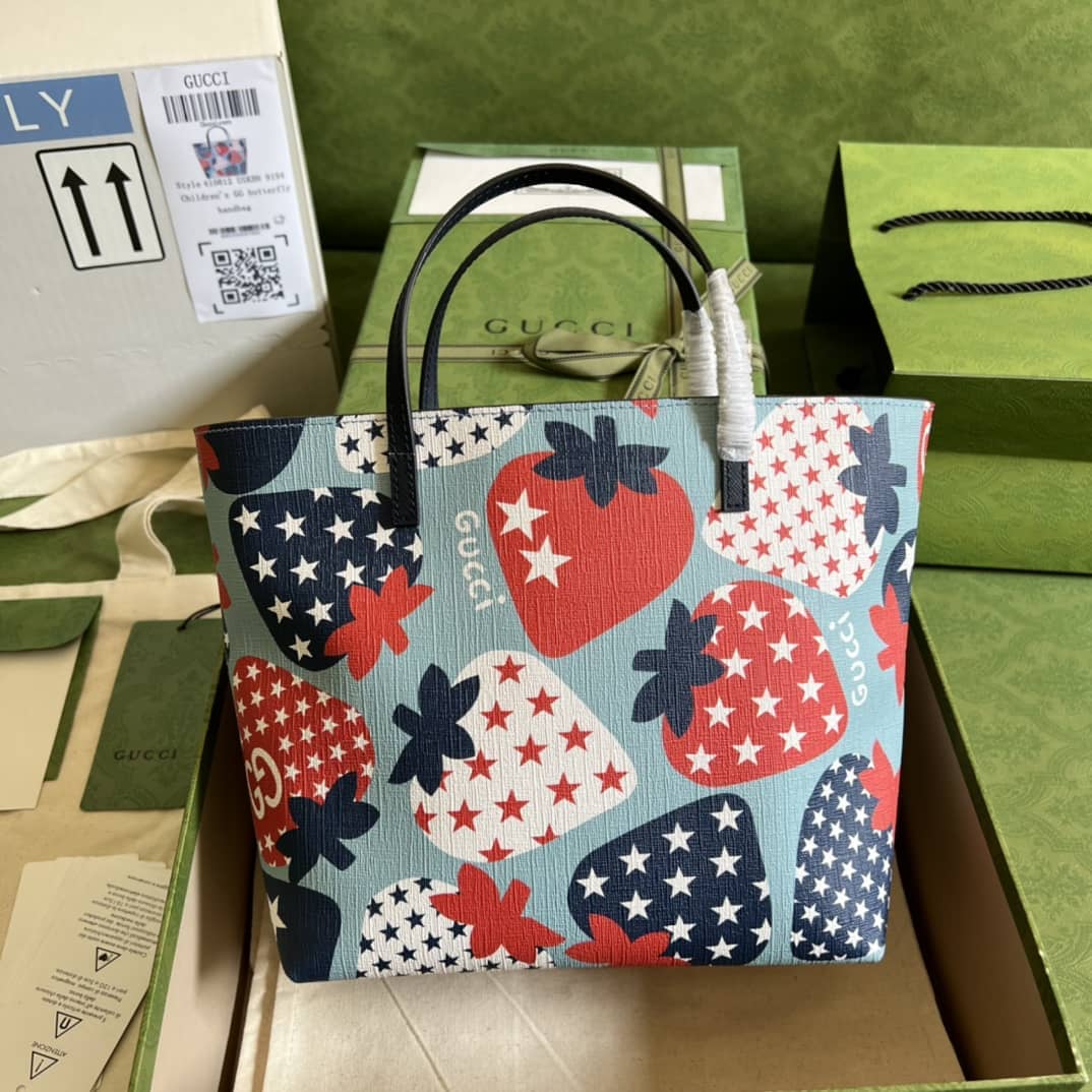 Best Replica Gucci Children Strawberry Star Print Tote 410812 Replica Bag - Colareps