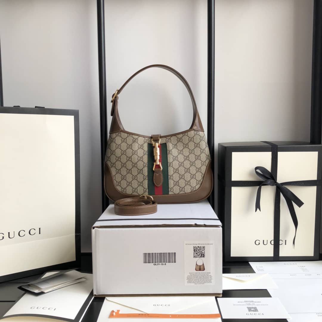 Best Replica Gucci GG Jackie 1961 Mini Shoulder Bag Replica Brown 637092 - Colareps